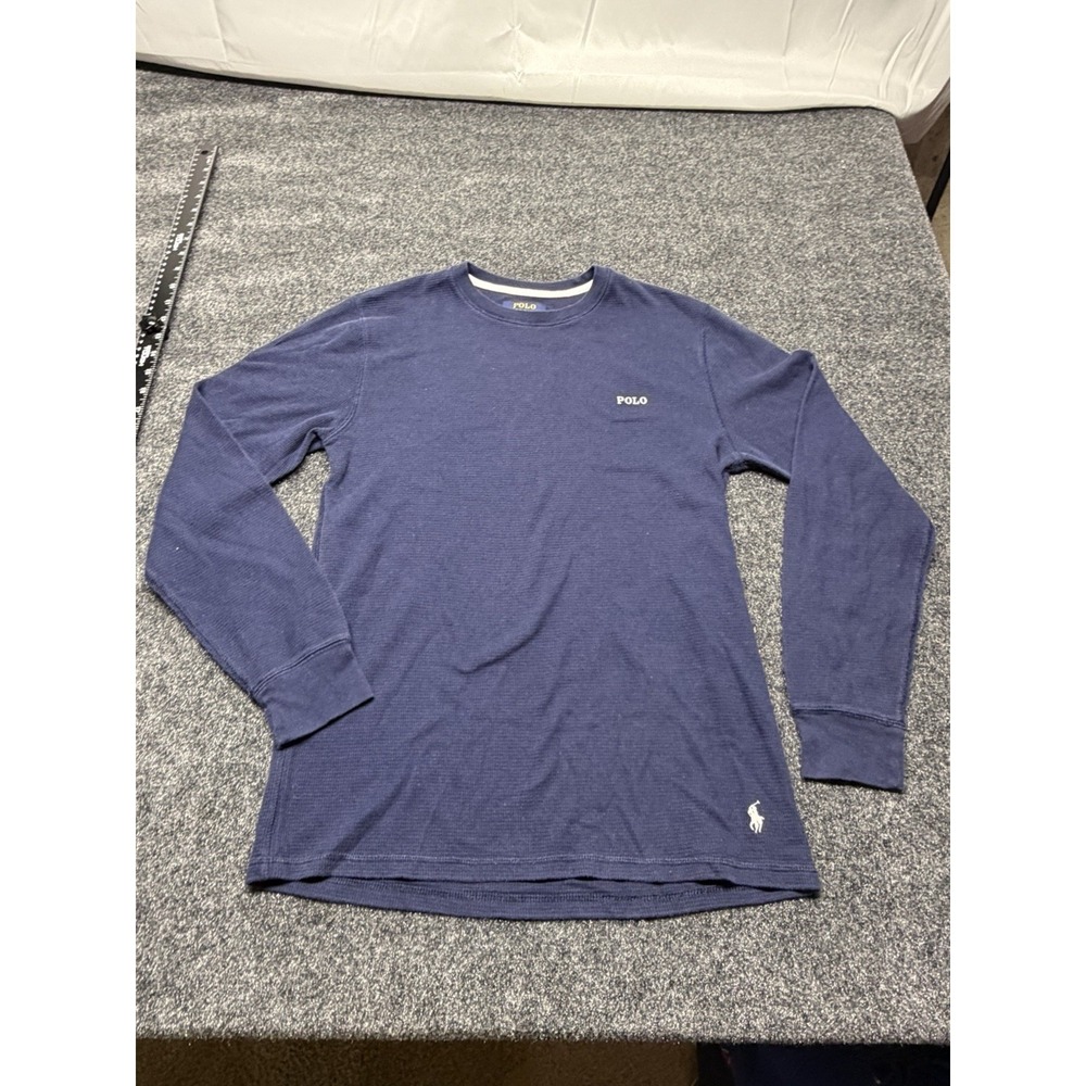 Ralph Lauren Polo Men's Waffle Knit Shirt Sleepwear Blue Long Sleeve Size M